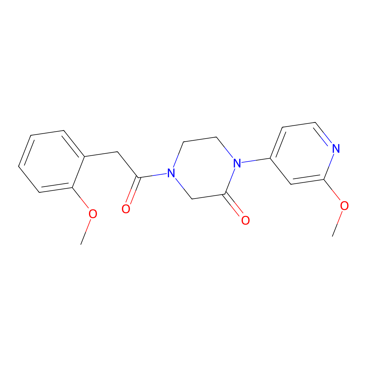 4-[2-(2-Methoxyphenyl)acetyl]-1-(2-methoxypyridin-4-yl)piperazin-2-one molecular structure, CAS 2380081-72-9