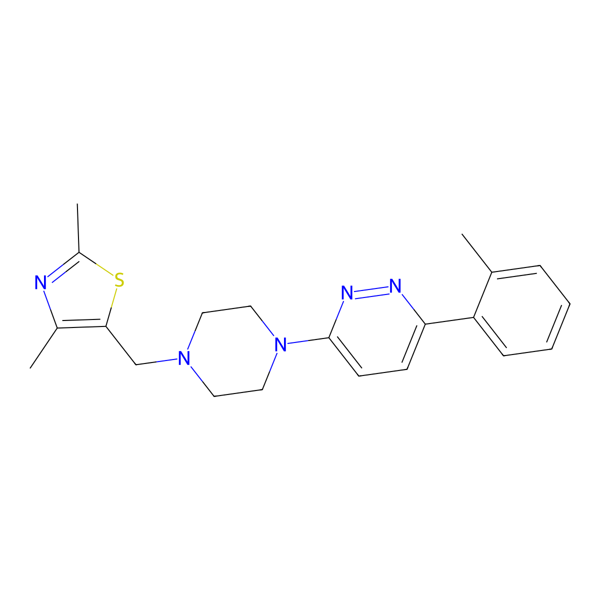 3-{4-[(2,4-Dimethyl-1,3-thiazol-5-yl)methyl]piperazin-1-yl}-6-(2-methylphenyl)pyridazine molecular structure, CAS 2380081-76-3
