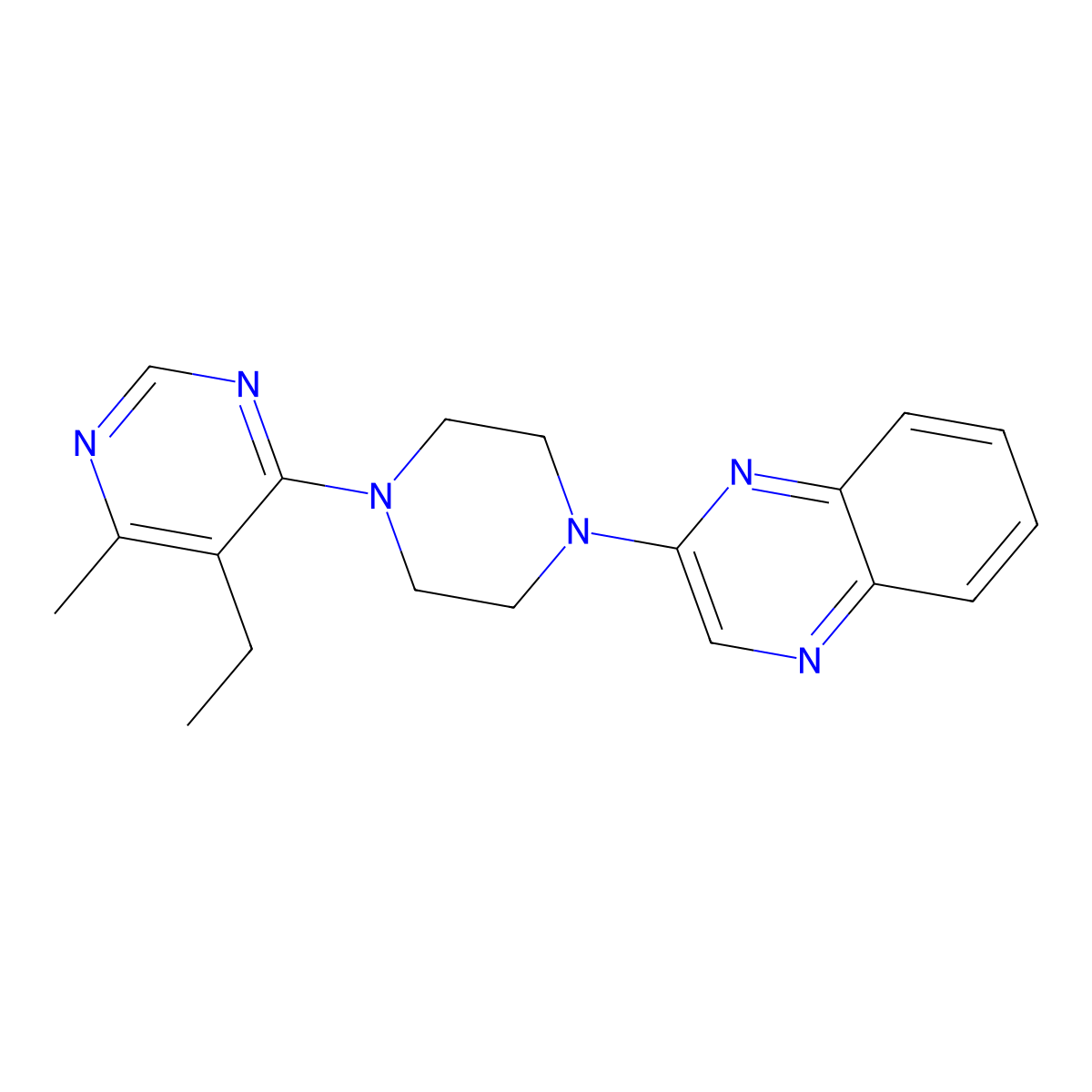 2-[4-(5-Ethyl-6-methylpyrimidin-4-yl)piperazin-1-yl]quinoxaline molecular structure, CAS 2380081-77-4