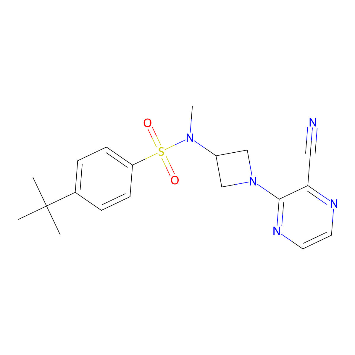 4-tert-butyl-N-[1-(3-cyanopyrazin-2-yl)azetidin-3-yl]-N-methylbenzene-1-sulfonamide molecular structure, CAS 2380081-78-5