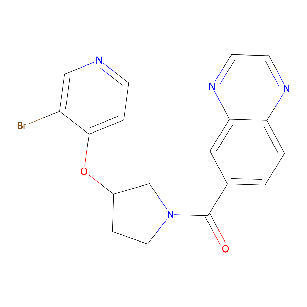 6-{3-[(3-Bromopyridin-4-yl)oxy]pyrrolidine-1-carbonyl}quinoxaline molecular structure, CAS 2380081-79-6