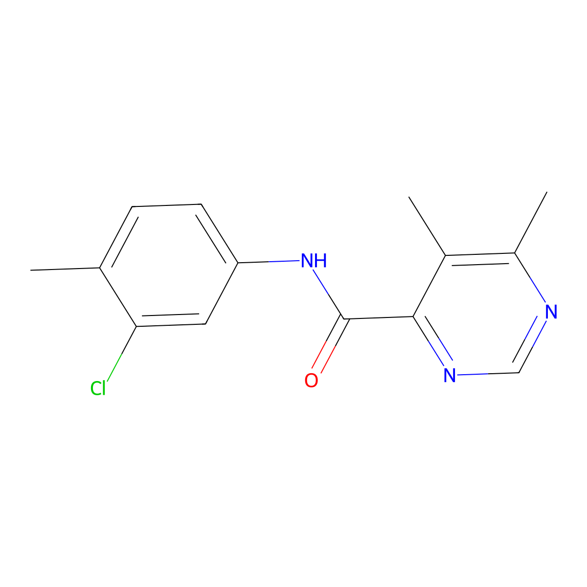 N-(3-Chloro-4-methylphenyl)-5,6-dimethylpyrimidine-4-carboxamide molecular structure, CAS 2380081-83-2