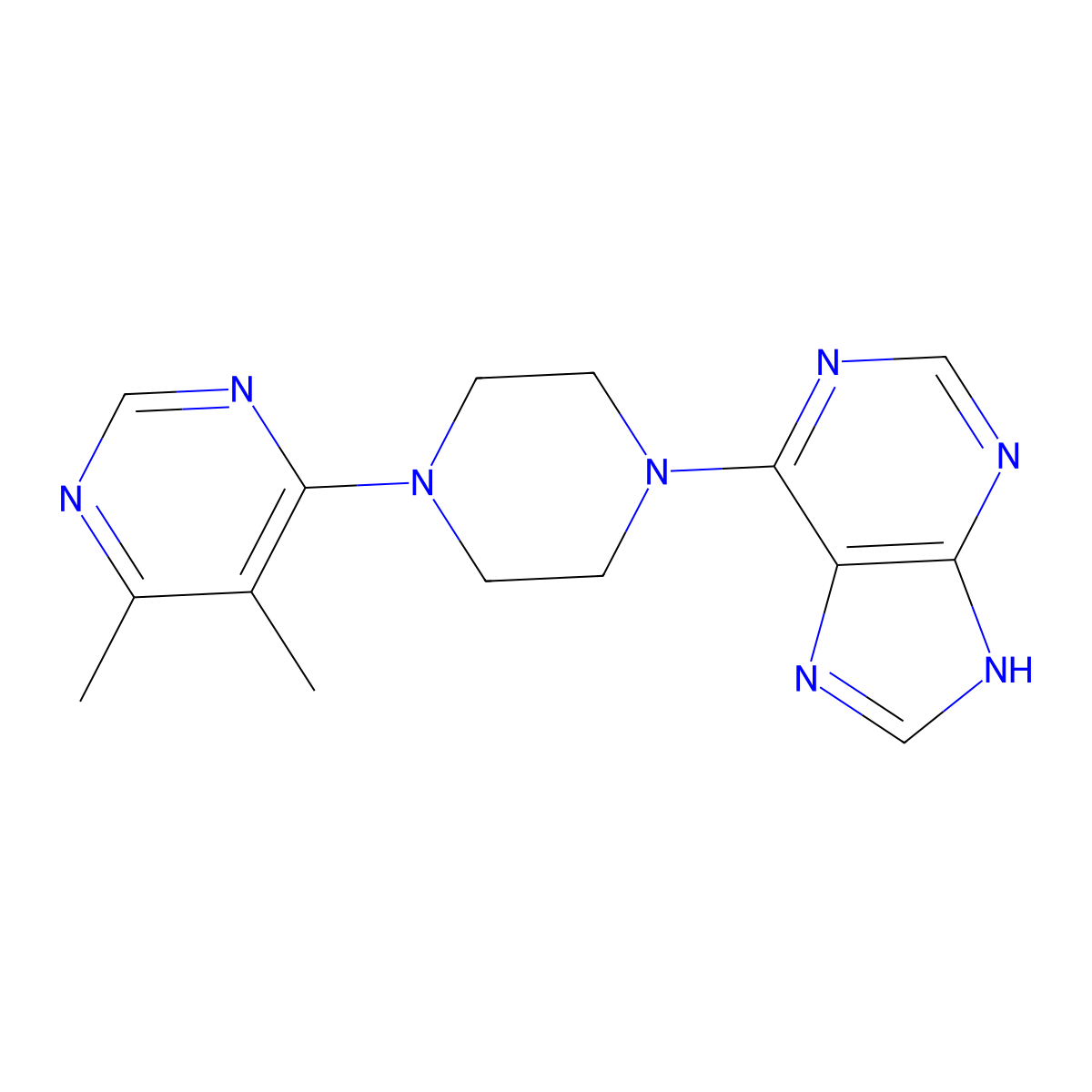 6-[4-(5,6-dimethylpyrimidin-4-yl)piperazin-1-yl]-9H-purine molecular structure, CAS 2380081-89-8