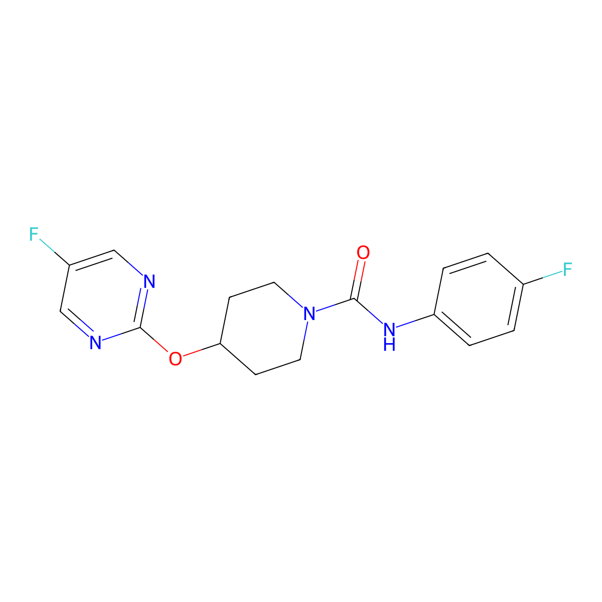 N-(4-fluorophenyl)-4-[(5-fluoropyrimidin-2-yl)oxy]piperidine-1-carboxamide molecular structure, CAS 2380081-91-2