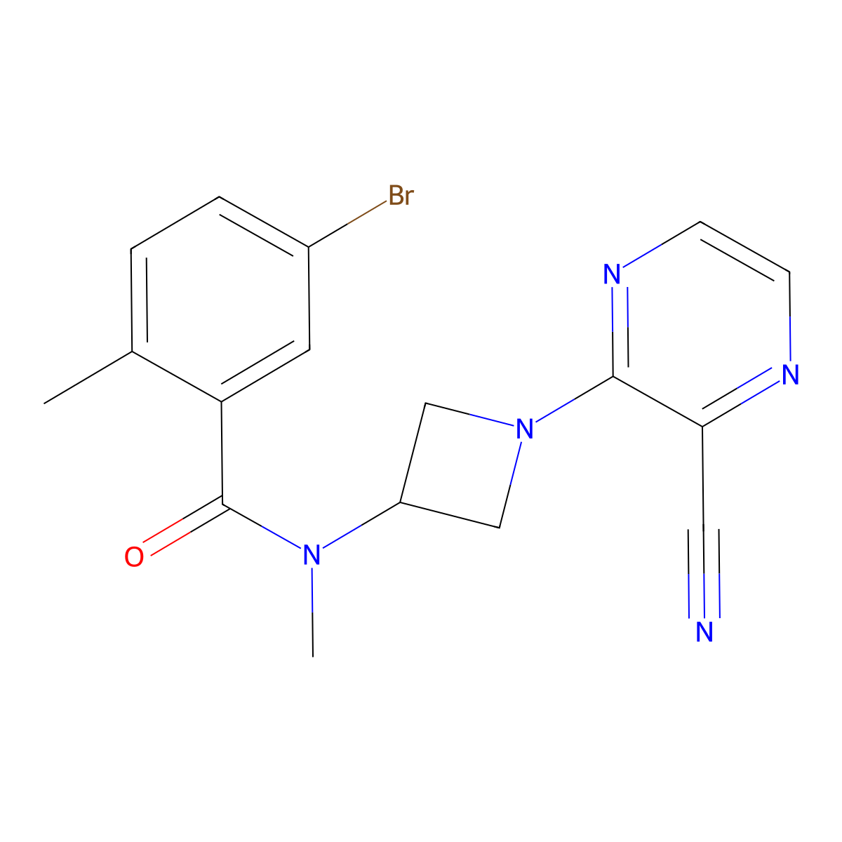 5-Bromo-N-[1-(3-cyanopyrazin-2-yl)azetidin-3-yl]-N,2-dimethylbenzamide molecular structure, CAS 2380081-92-3