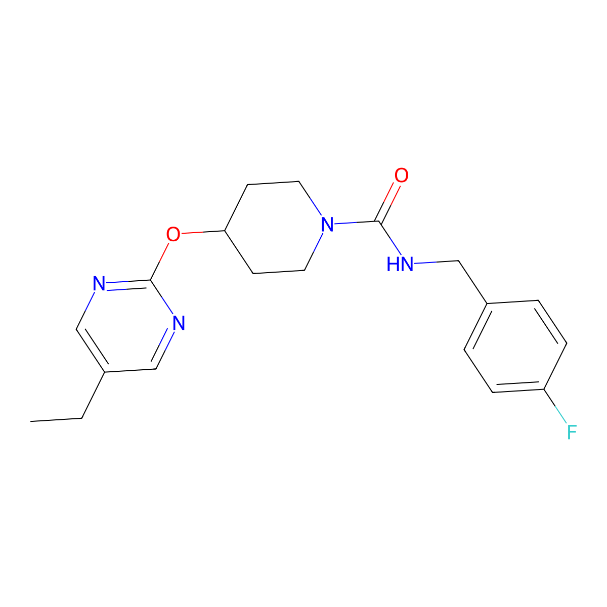 4-[(5-ethylpyrimidin-2-yl)oxy]-N-[(4-fluorophenyl)methyl]piperidine-1-carboxamide molecular structure, CAS 2380081-93-4
