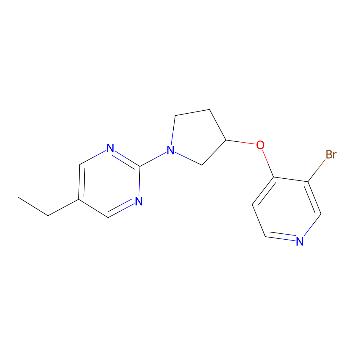 2-{3-[(3-Bromopyridin-4-yl)oxy]pyrrolidin-1-yl}-5-ethylpyrimidine molecular structure, CAS 2380081-97-8
