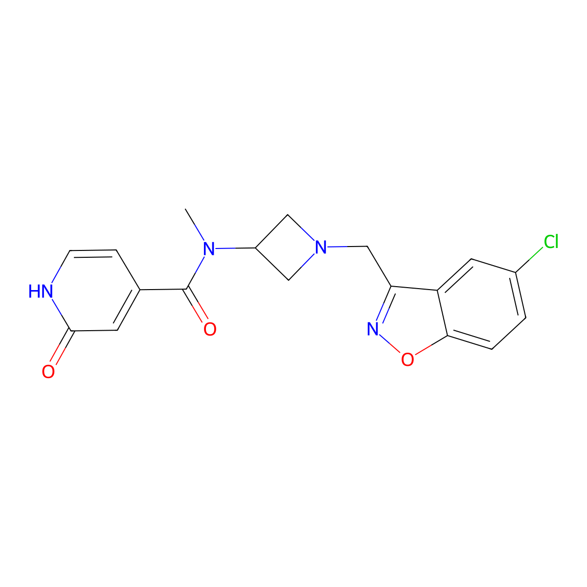 N-{1-[(5-chloro-1,2-benzoxazol-3-yl)methyl]azetidin-3-yl}-N-methyl-2-oxo-1,2-dihydropyridine-4-carboxamide molecular structure, CAS 2380081-98-9
