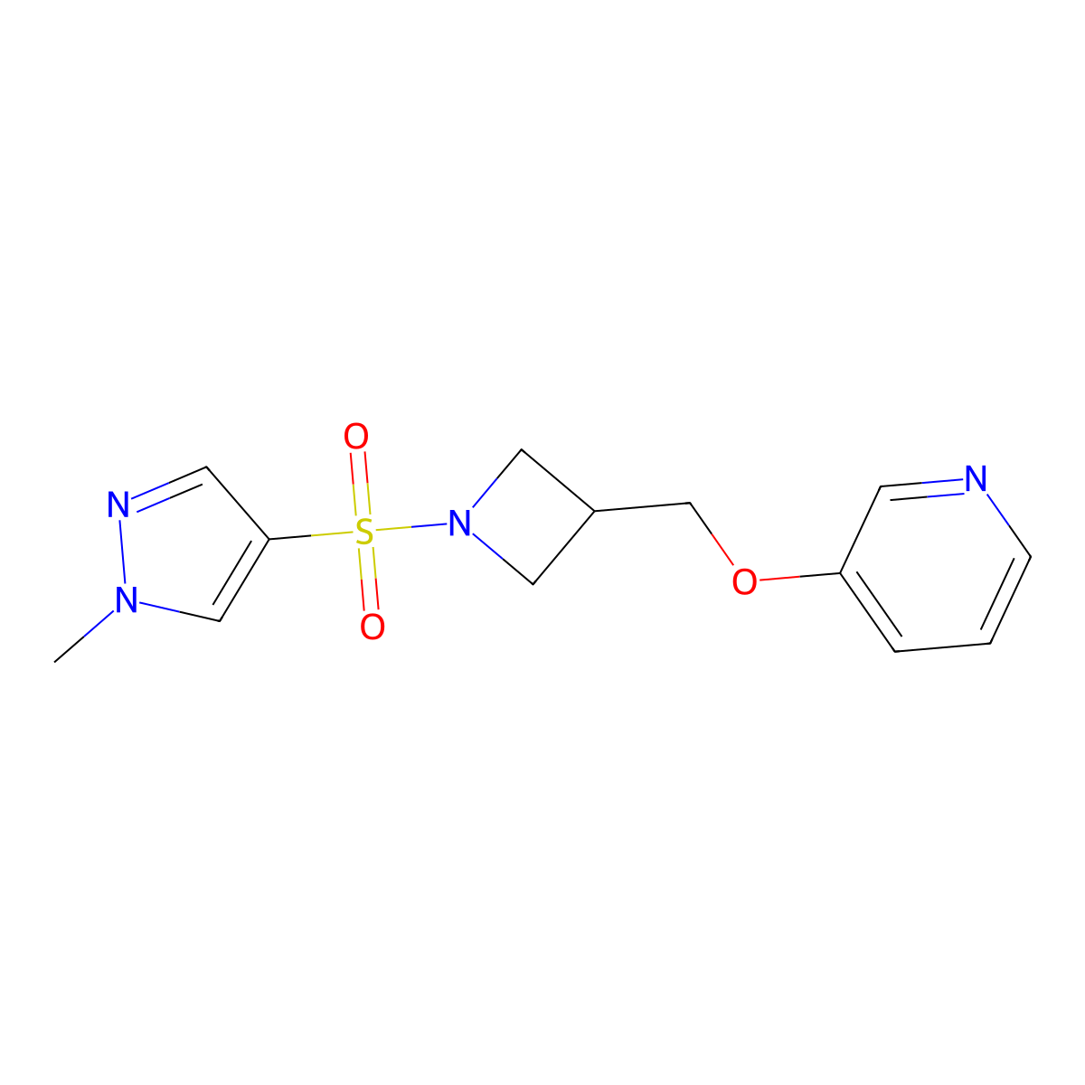 3-({1-[(1-methyl-1H-pyrazol-4-yl)sulfonyl]azetidin-3-yl}methoxy)pyridine molecular structure, CAS 2380081-99-0
