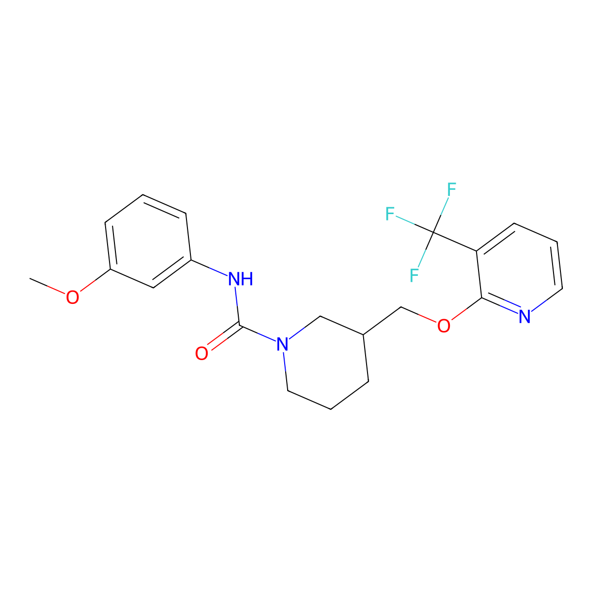 N-(3-methoxyphenyl)-3-({[3-(trifluoromethyl)pyridin-2-yl]oxy}methyl)piperidine-1-carboxamide molecular structure, CAS 2380082-03-9