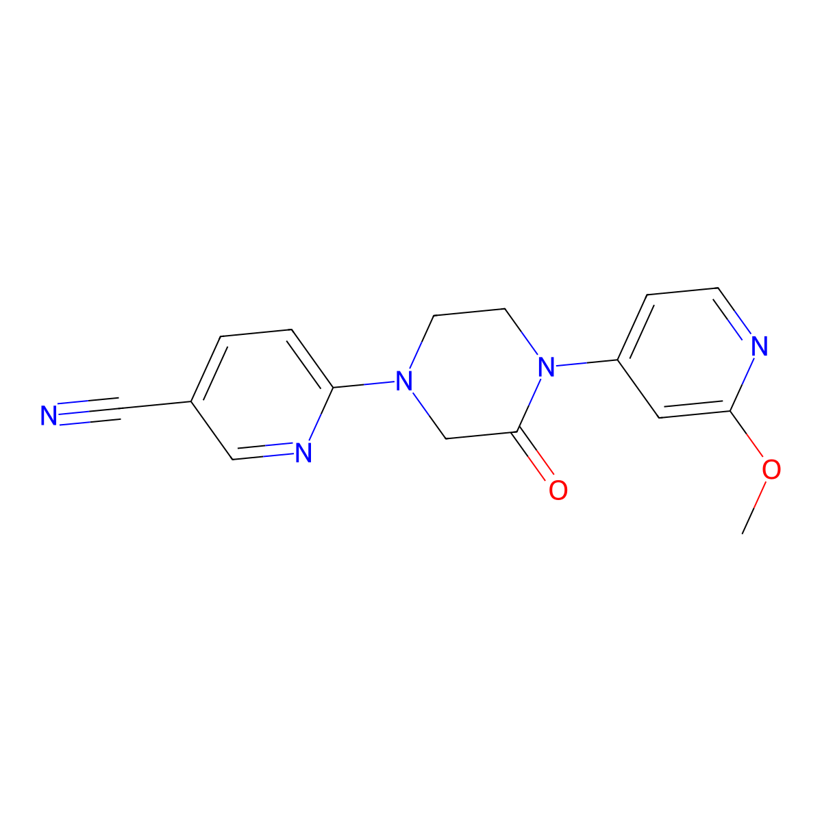 6-[4-(2-Methoxypyridin-4-yl)-3-oxopiperazin-1-yl]pyridine-3-carbonitrile molecular structure, CAS 2380082-05-1