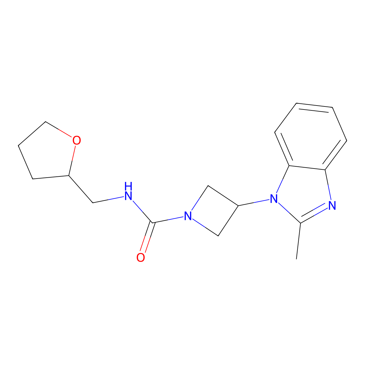 3-(2-methyl-1H-1,3-benzodiazol-1-yl)-N-[(oxolan-2-yl)methyl]azetidine-1-carboxamide molecular structure, CAS 2380082-06-2