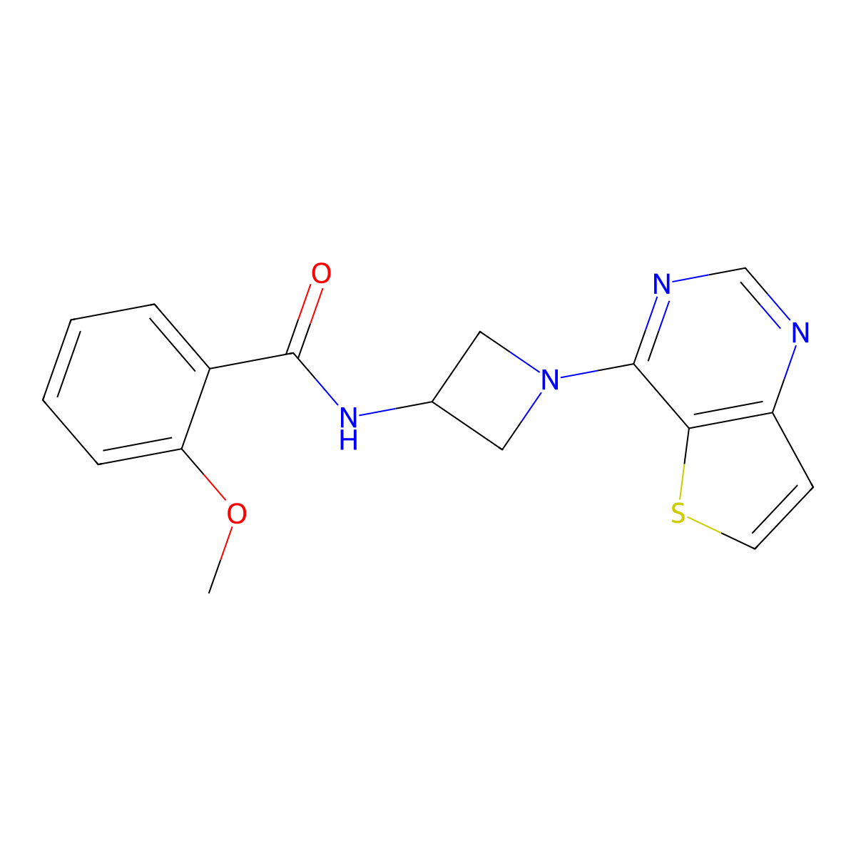 2-methoxy-N-(1-{thieno[3,2-d]pyrimidin-4-yl}azetidin-3-yl)benzamide molecular structure, CAS 2380082-07-3