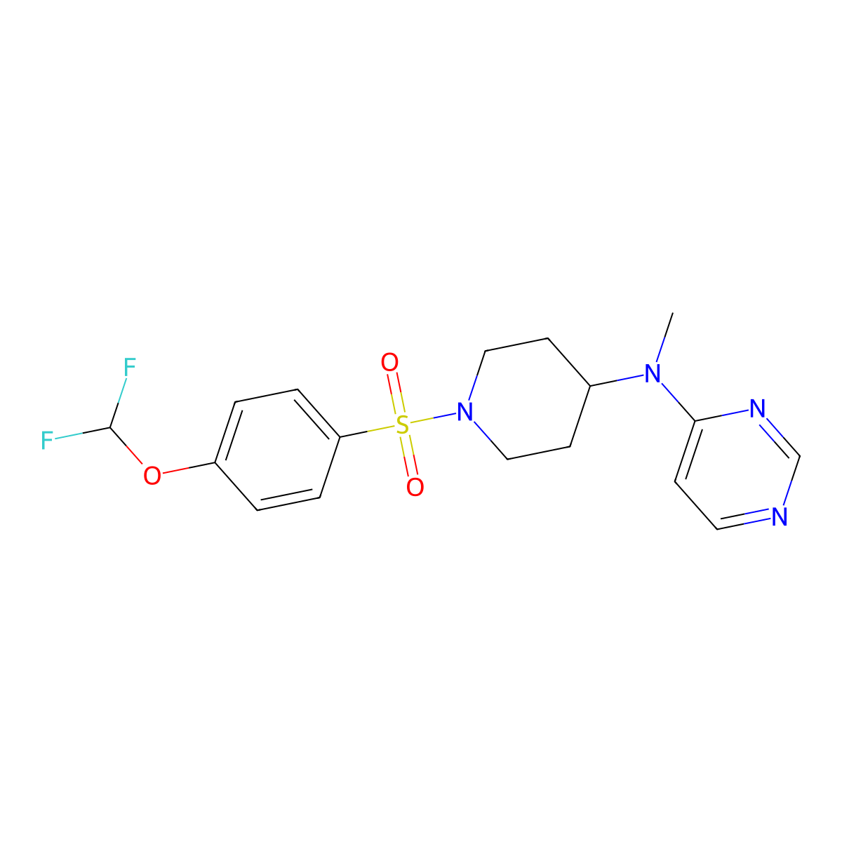 N-{1-[4-(difluoromethoxy)benzenesulfonyl]piperidin-4-yl}-N-methylpyrimidin-4-amine molecular structure, CAS 2380083-34-9