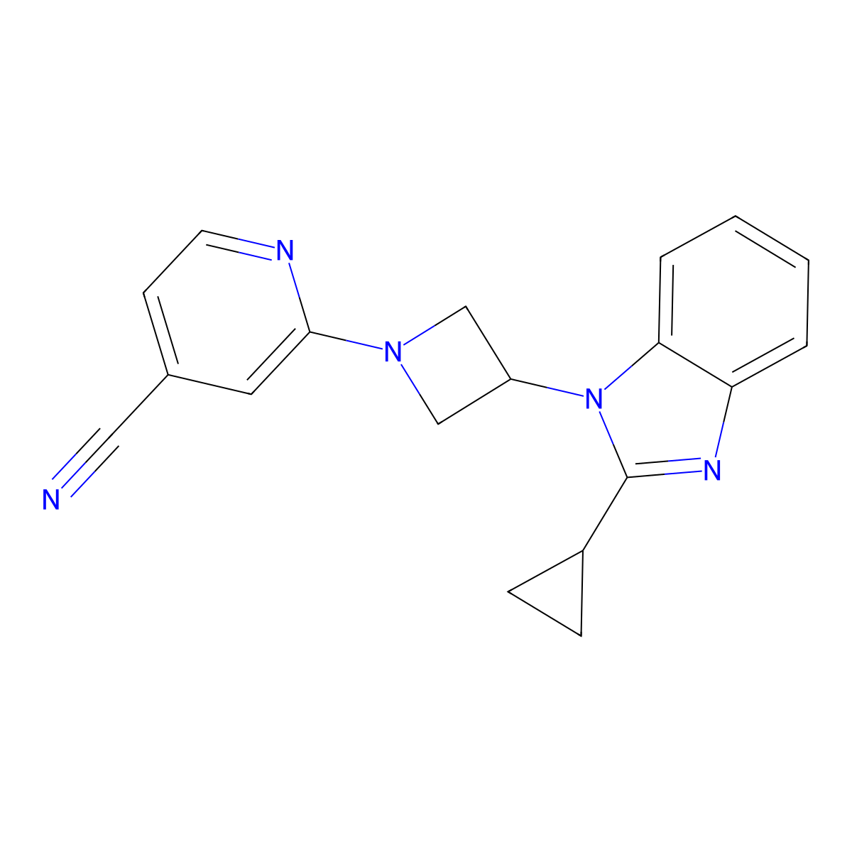 2-[3-(2-cyclopropyl-1H-1,3-benzodiazol-1-yl)azetidin-1-yl]pyridine-4-carbonitrile molecular structure, CAS 2380083-35-0