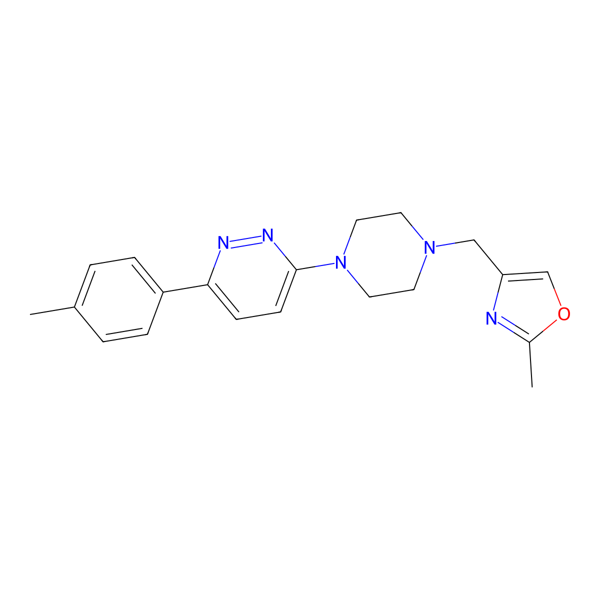 3-{4-[(2-Methyl-1,3-oxazol-4-yl)methyl]piperazin-1-yl}-6-(4-methylphenyl)pyridazine molecular structure, CAS 2380083-38-3