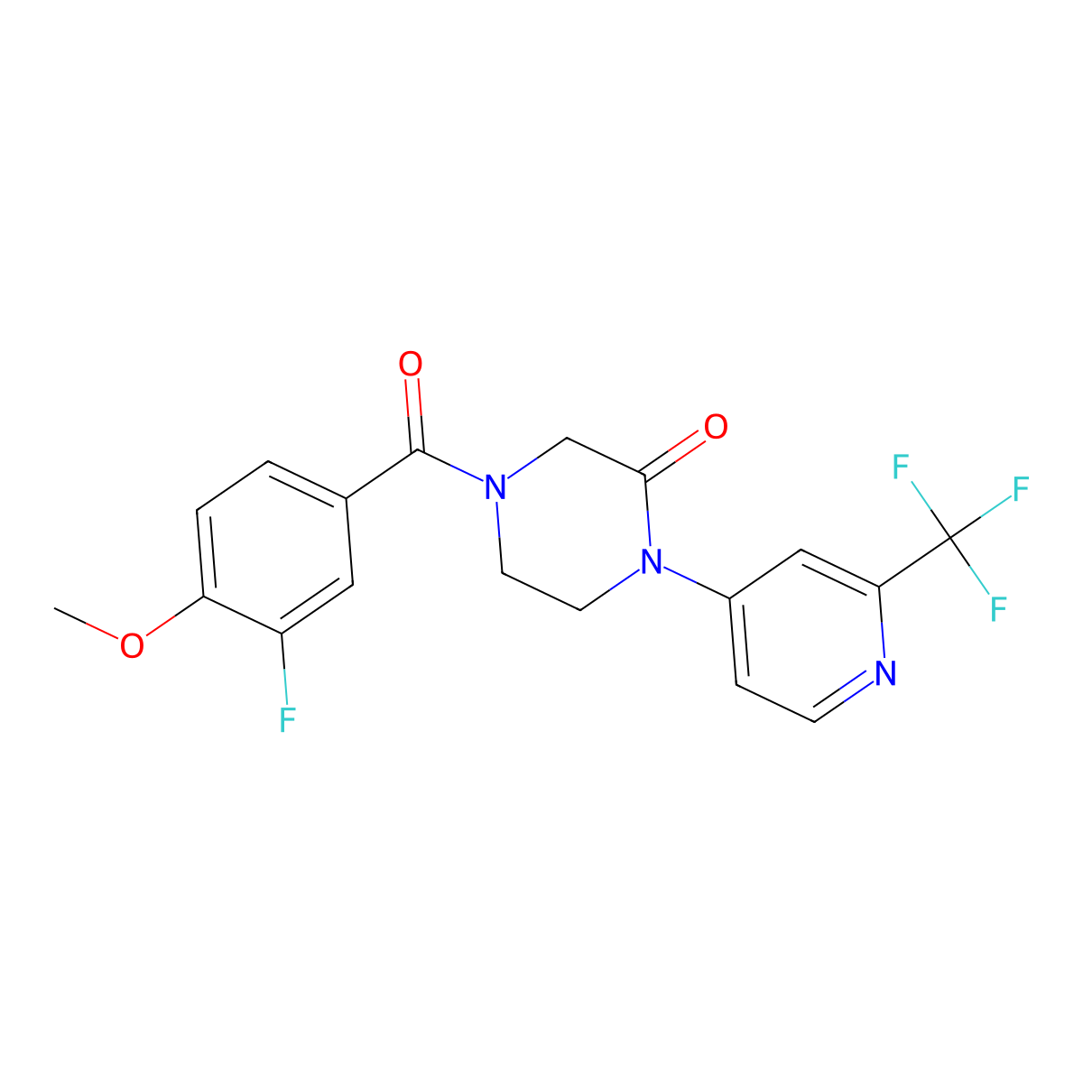 4-(3-Fluoro-4-methoxybenzoyl)-1-[2-(trifluoromethyl)pyridin-4-yl]piperazin-2-one molecular structure, CAS 2380083-39-4