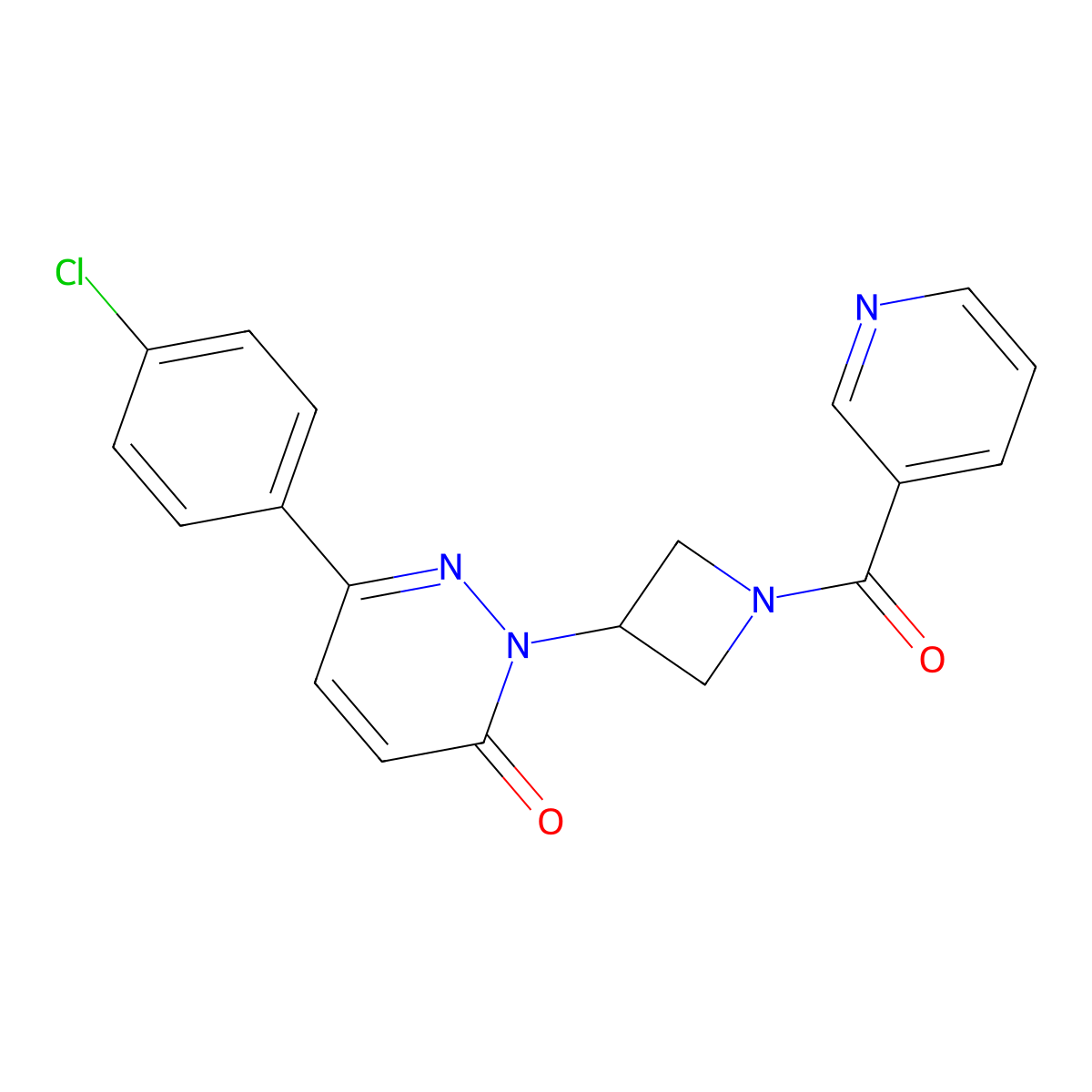 6-(4-Chlorophenyl)-2-[1-(pyridine-3-carbonyl)azetidin-3-yl]-2,3-dihydropyridazin-3-one molecular structure, CAS 2380083-42-9