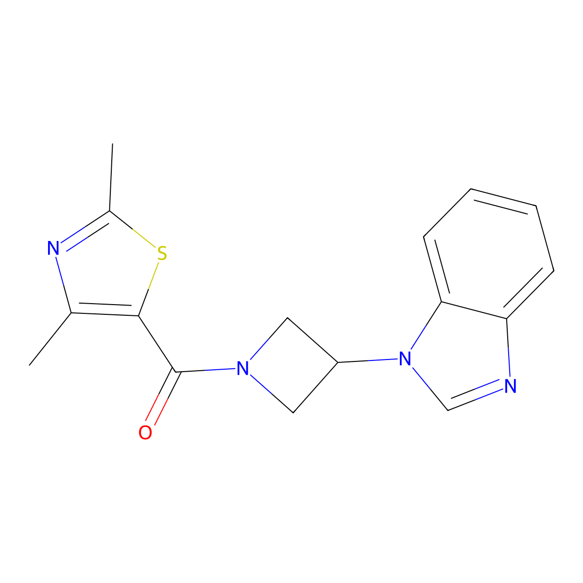1-[1-(2,4-dimethyl-1,3-thiazole-5-carbonyl)azetidin-3-yl]-1H-1,3-benzodiazole molecular structure, CAS 2380083-61-2