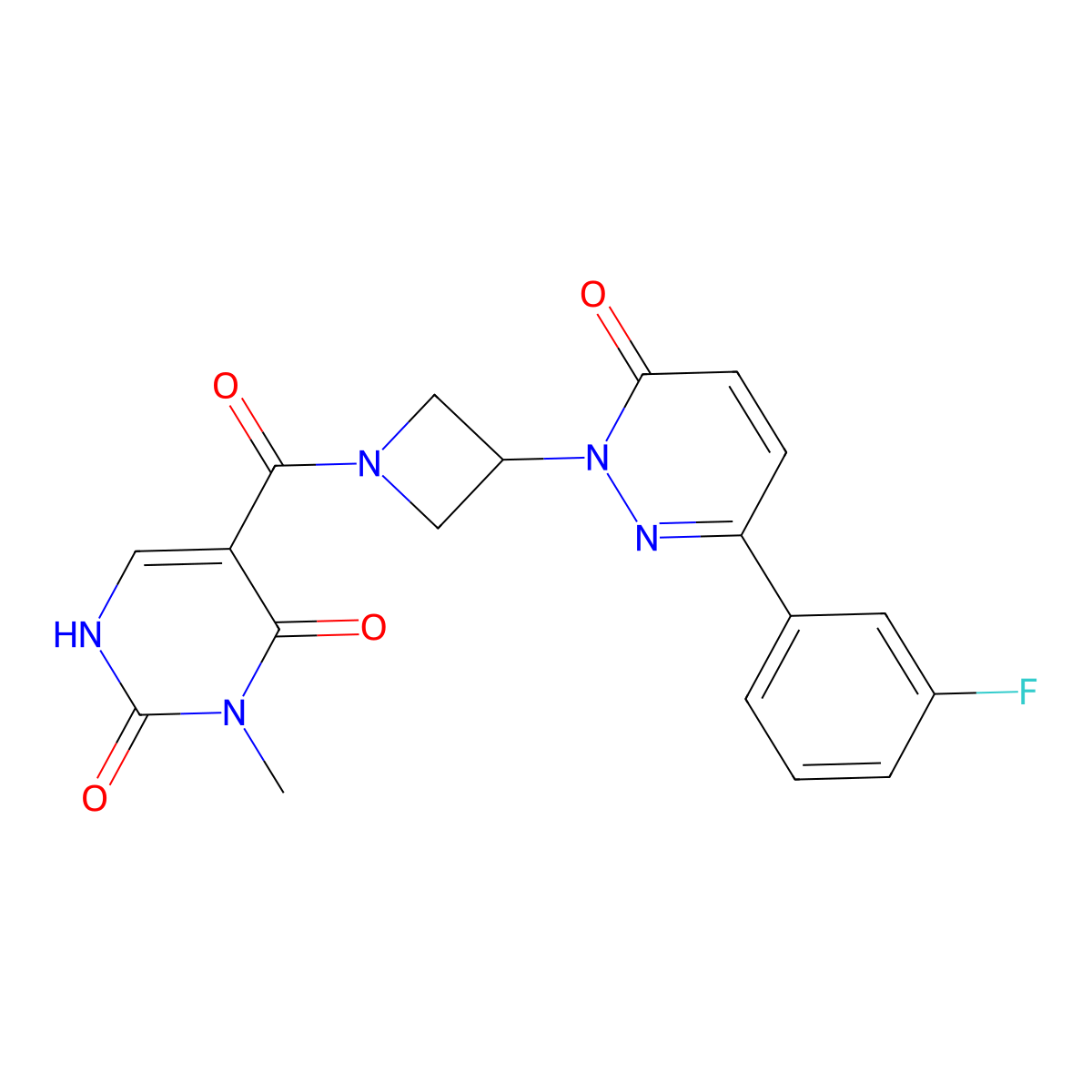 5-[3-[3-(3-Fluorophenyl)-6-oxopyridazin-1-yl]azetidine-1-carbonyl]-3-methyl-1H-pyrimidine-2,4-dione molecular structure, CAS 2380083-65-6