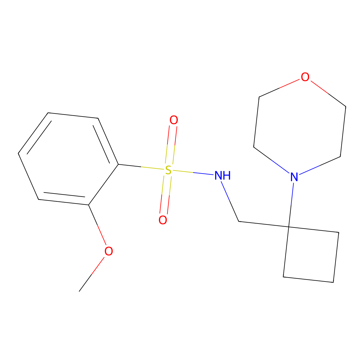 2-methoxy-N-{[1-(morpholin-4-yl)cyclobutyl]methyl}benzene-1-sulfonamide molecular structure, CAS 2380083-66-7
