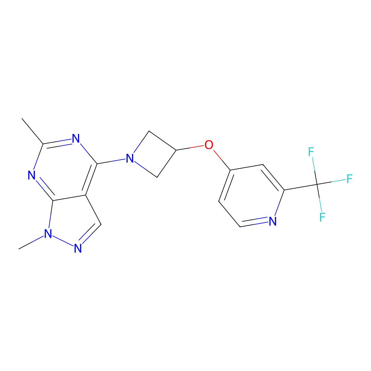 4-[(1-{1,6-dimethyl-1H-pyrazolo[3,4-d]pyrimidin-4-yl}azetidin-3-yl)oxy]-2-(trifluoromethyl)pyridine molecular structure, CAS 2380083-70-3