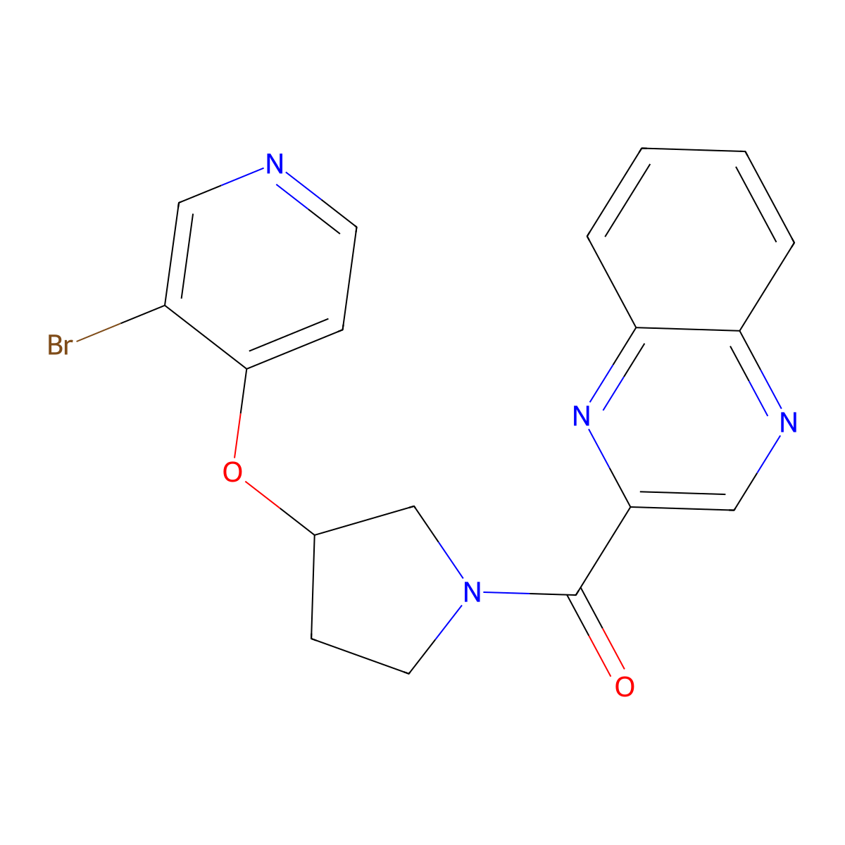 2-{3-[(3-Bromopyridin-4-yl)oxy]pyrrolidine-1-carbonyl}quinoxaline molecular structure, CAS 2380083-71-4