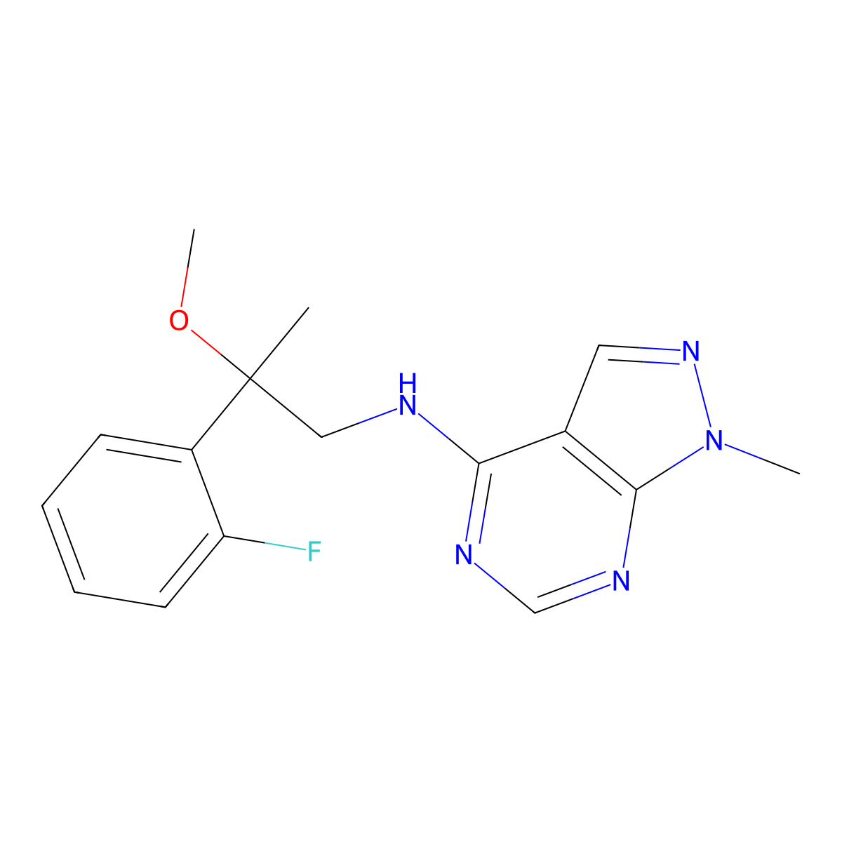 N-[2-(2-fluorophenyl)-2-methoxypropyl]-1-methyl-1H-pyrazolo[3,4-d]pyrimidin-4-amine molecular structure, CAS 2380083-74-7