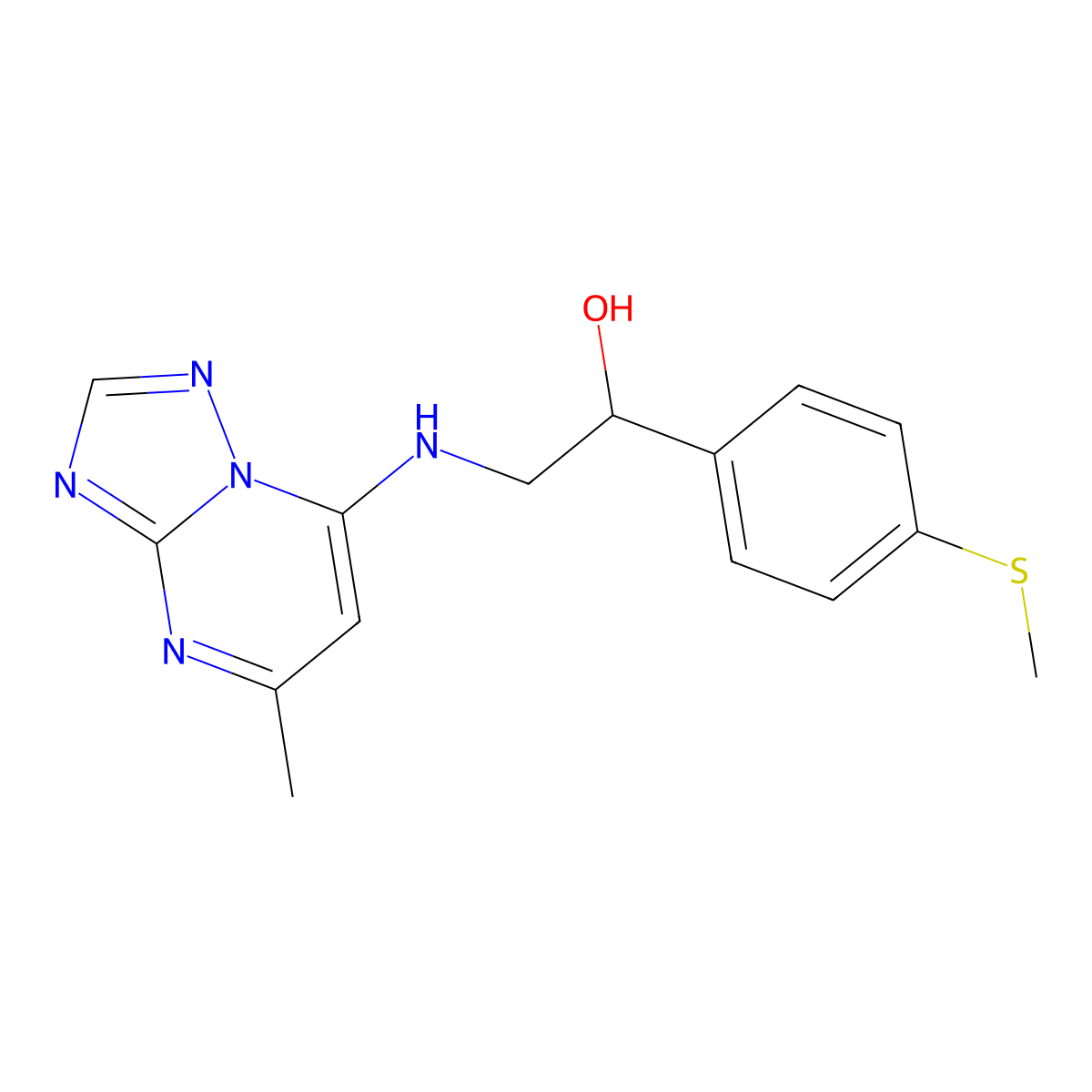 2-({5-Methyl-[1,2,4]triazolo[1,5-a]pyrimidin-7-yl}amino)-1-[4-(methylsulfanyl)phenyl]ethan-1-ol molecular structure, CAS 2380083-75-8