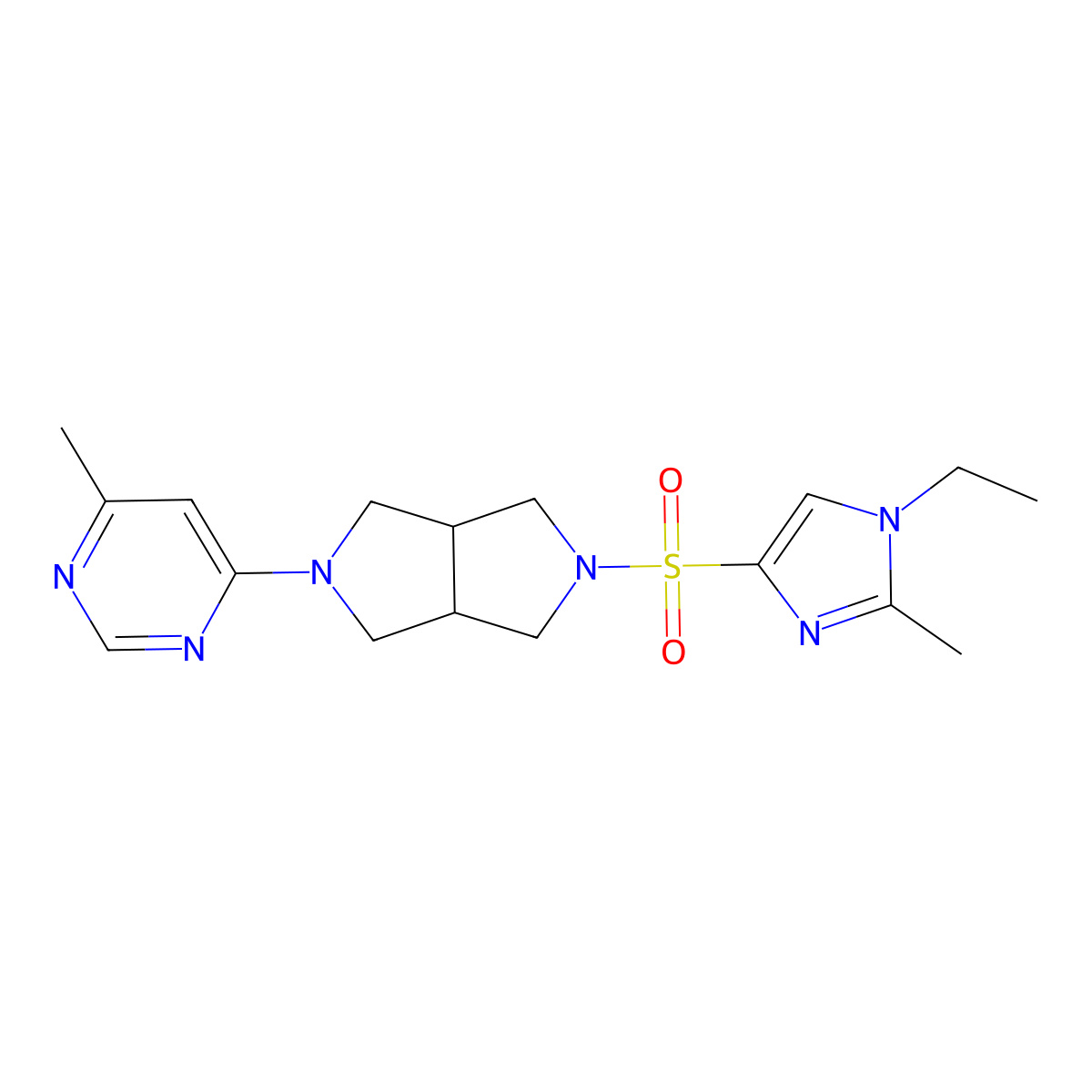 4-{5-[(1-ethyl-2-methyl-1H-imidazol-4-yl)sulfonyl]-octahydropyrrolo[3,4-c]pyrrol-2-yl}-6-methylpyrimidine molecular structure, CAS 2380083-79-2
