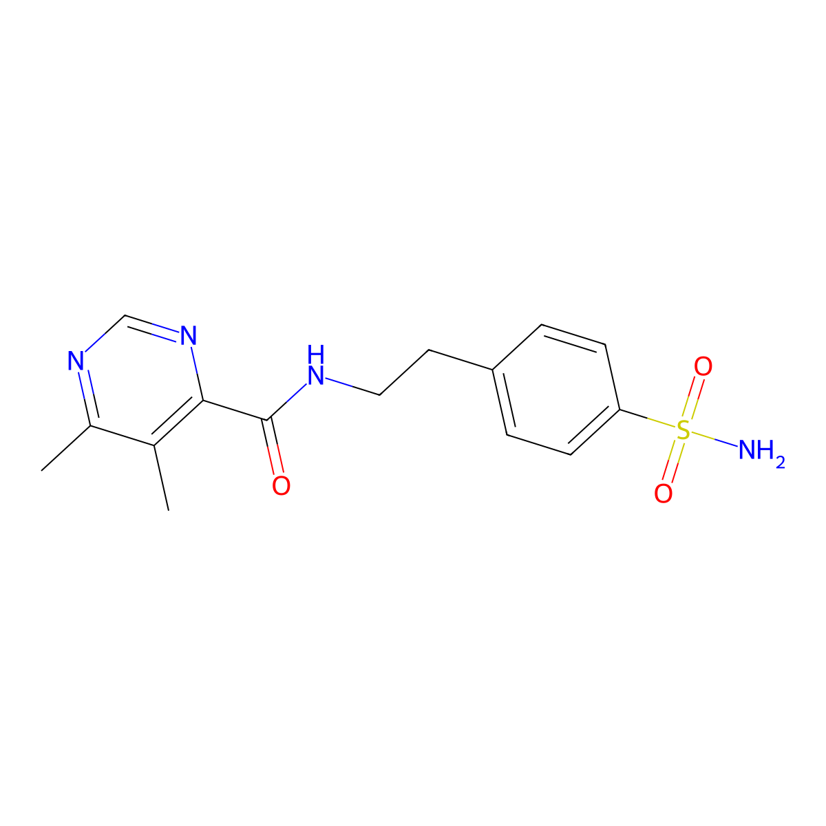 5,6-Dimethyl-N-[2-(4-sulfamoylphenyl)ethyl]pyrimidine-4-carboxamide molecular structure, CAS 2380083-81-6