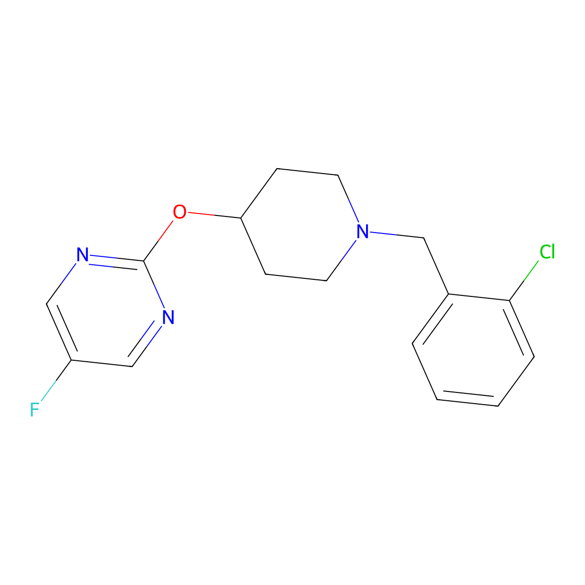 2-({1-[(2-Chlorophenyl)methyl]piperidin-4-yl}oxy)-5-fluoropyrimidine molecular structure, CAS 2380083-83-8