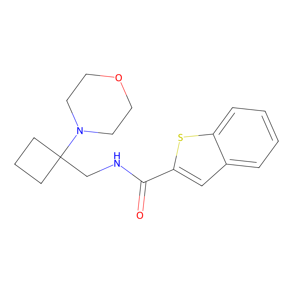 N-{[1-(morpholin-4-yl)cyclobutyl]methyl}-1-benzothiophene-2-carboxamide molecular structure, CAS 2380083-87-2