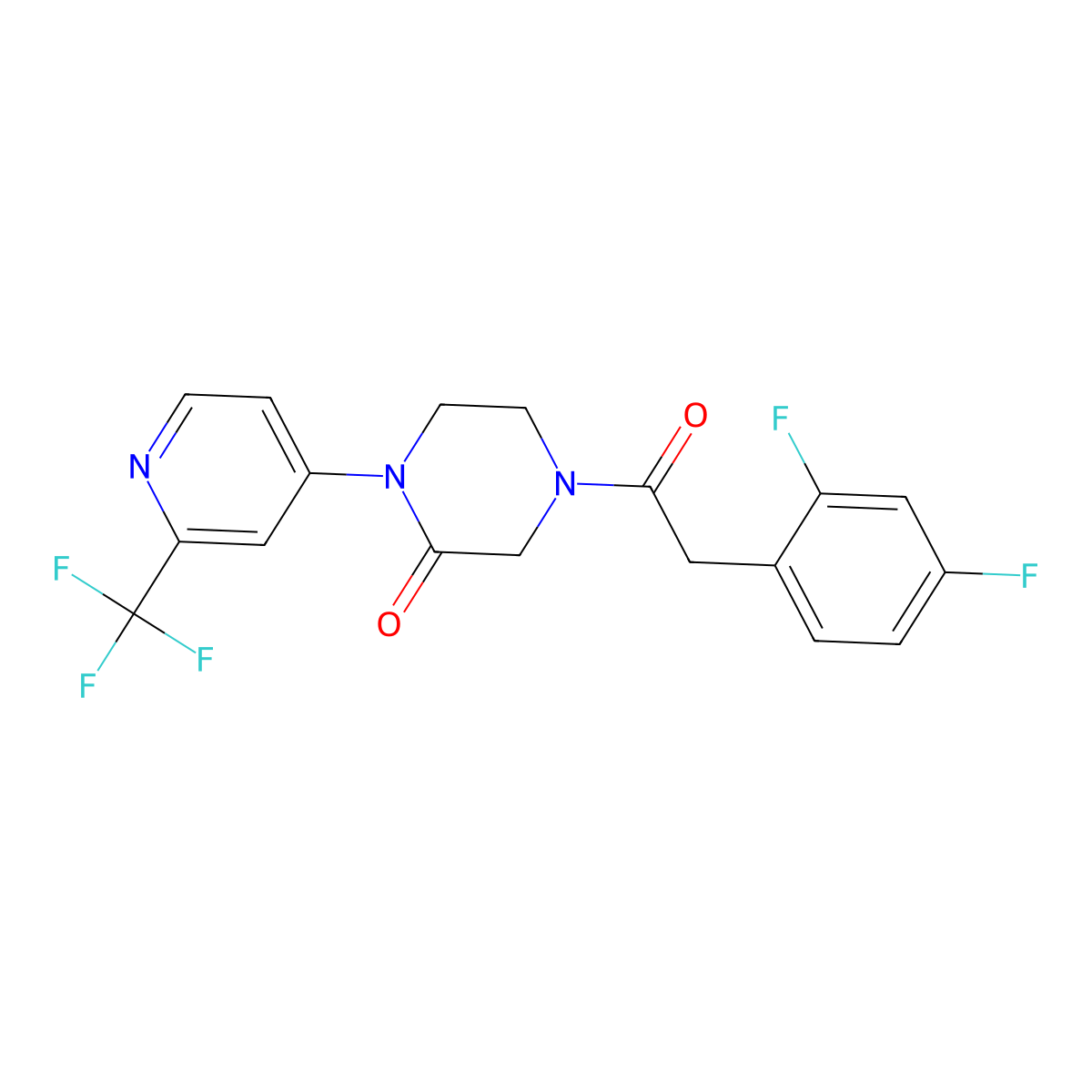 4-[2-(2,4-Difluorophenyl)acetyl]-1-[2-(trifluoromethyl)pyridin-4-yl]piperazin-2-one molecular structure, CAS 2380083-92-9