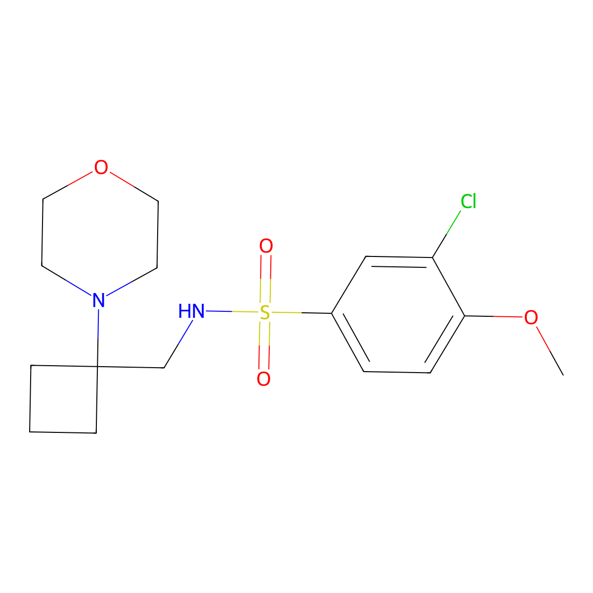 3-chloro-4-methoxy-N-{[1-(morpholin-4-yl)cyclobutyl]methyl}benzene-1-sulfonamide molecular structure, CAS 2380083-93-0