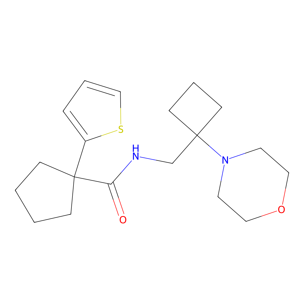 N-{[1-(morpholin-4-yl)cyclobutyl]methyl}-1-(thiophen-2-yl)cyclopentane-1-carboxamide molecular structure, CAS 2380083-94-1
