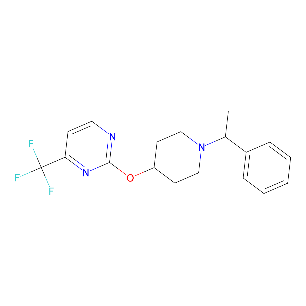 2-{[1-(1-Phenylethyl)piperidin-4-yl]oxy}-4-(trifluoromethyl)pyrimidine molecular structure, CAS 2380083-95-2