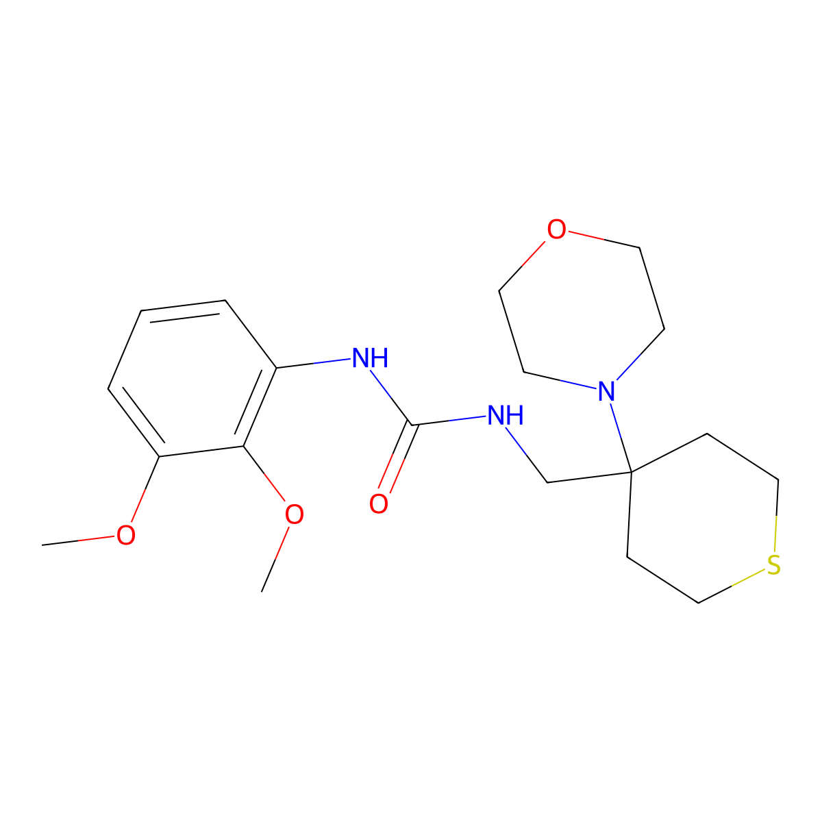 3-(2,3-Dimethoxyphenyl)-1-{[4-(morpholin-4-yl)thian-4-yl]methyl}urea molecular structure, CAS 2380084-00-2
