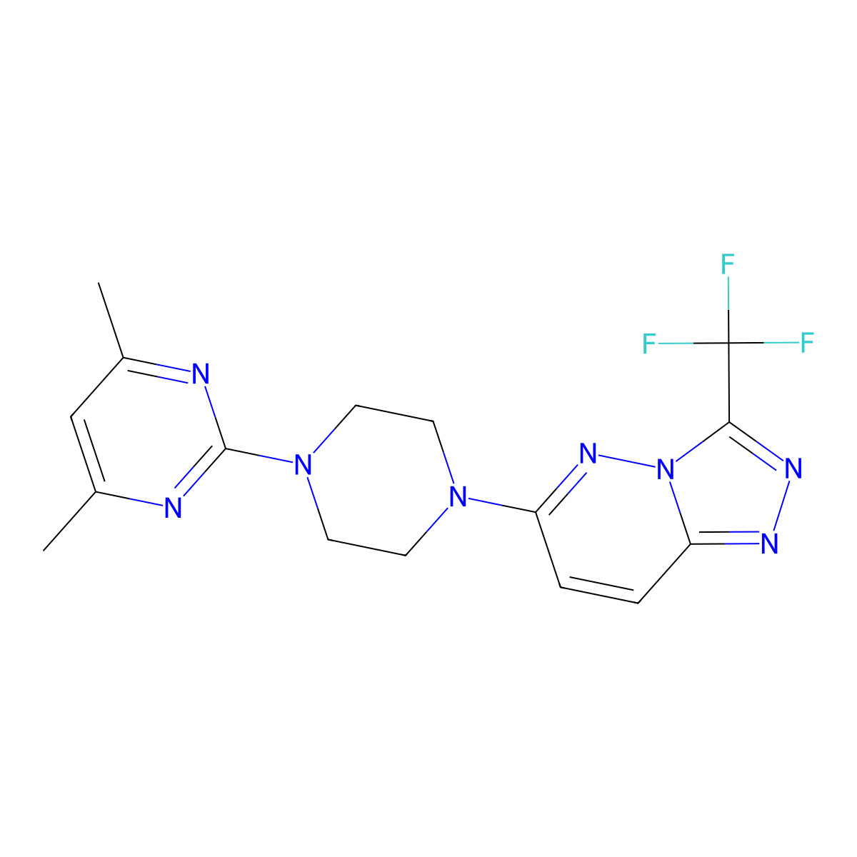 4,6-Dimethyl-2-{4-[3-(trifluoromethyl)-[1,2,4]triazolo[4,3-b]pyridazin-6-yl]piperazin-1-yl}pyrimidine molecular structure, CAS 2380084-01-3