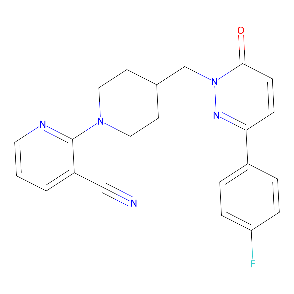 2-(4-{[3-(4-Fluorophenyl)-6-oxo-1,6-dihydropyridazin-1-yl]methyl}piperidin-1-yl)pyridine-3-carbonitrile molecular structure, CAS 2380084-04-6