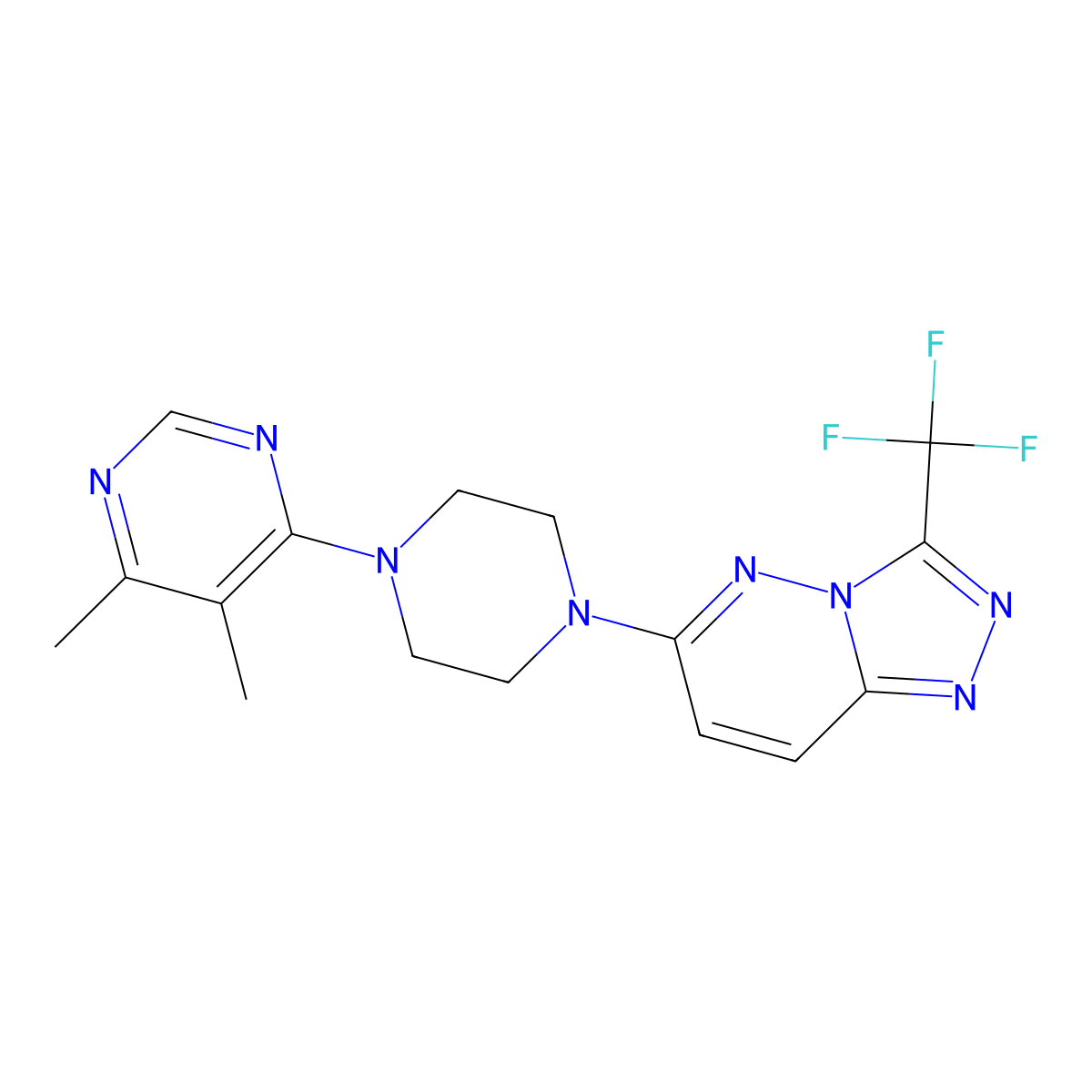 4,5-Dimethyl-6-{4-[3-(trifluoromethyl)-[1,2,4]triazolo[4,3-b]pyridazin-6-yl]piperazin-1-yl}pyrimidine molecular structure, CAS 2380084-07-9