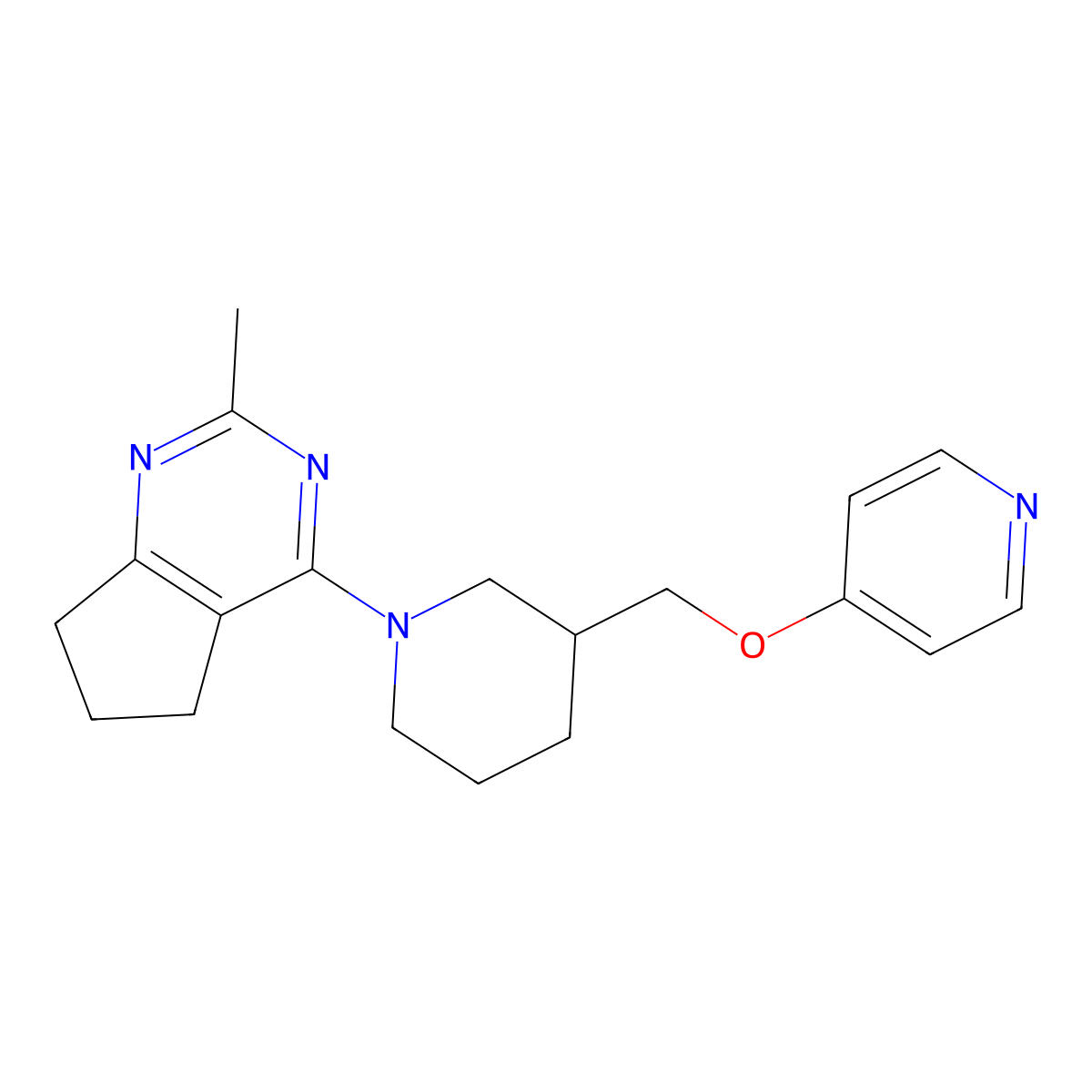 4-[(1-{2-methyl-5H,6H,7H-cyclopenta[d]pyrimidin-4-yl}piperidin-3-yl)methoxy]pyridine molecular structure, CAS 2380084-39-7