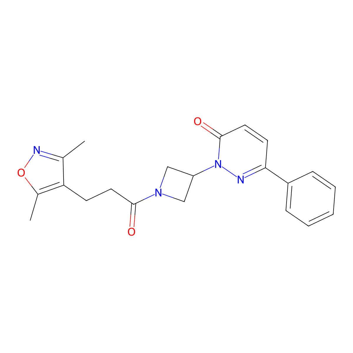 2-{1-[3-(3,5-Dimethyl-1,2-oxazol-4-yl)propanoyl]azetidin-3-yl}-6-phenyl-2,3-dihydropyridazin-3-one molecular structure, CAS 2380084-58-0