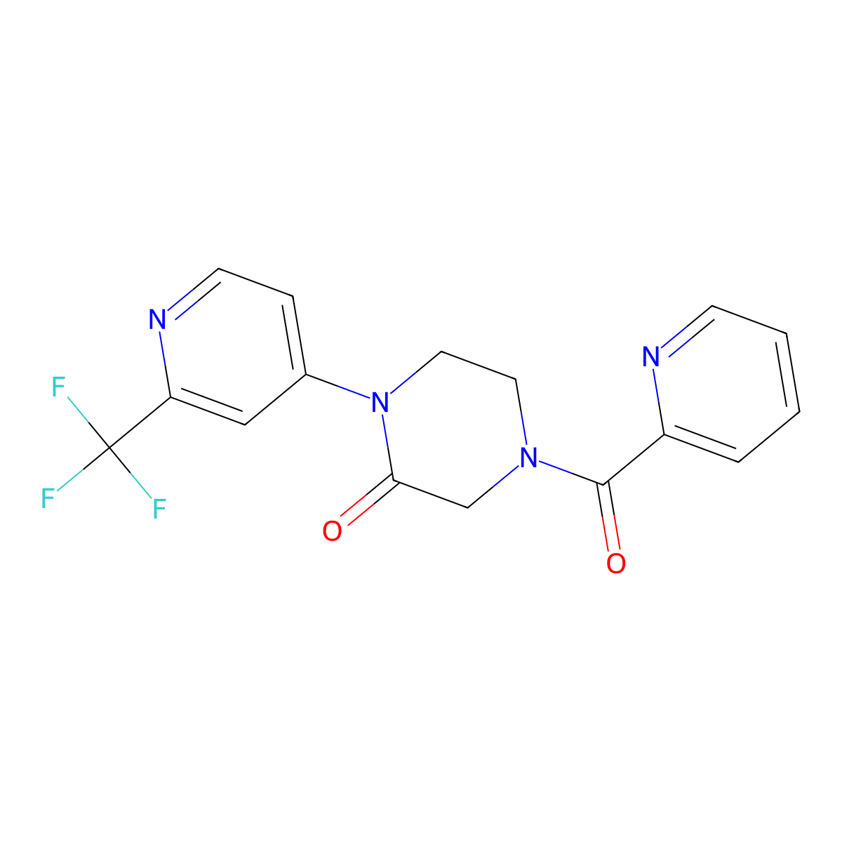 4-(Pyridine-2-carbonyl)-1-[2-(trifluoromethyl)pyridin-4-yl]piperazin-2-one molecular structure, CAS 2380084-66-0