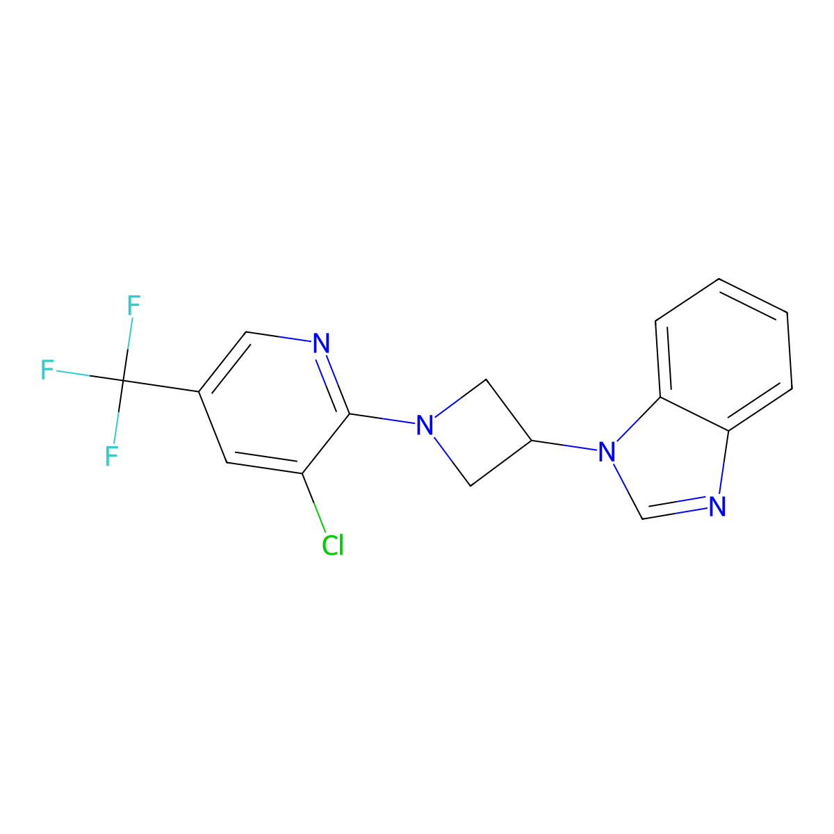 1-{1-[3-chloro-5-(trifluoromethyl)pyridin-2-yl]azetidin-3-yl}-1H-1,3-benzodiazole molecular structure, CAS 2380084-76-2