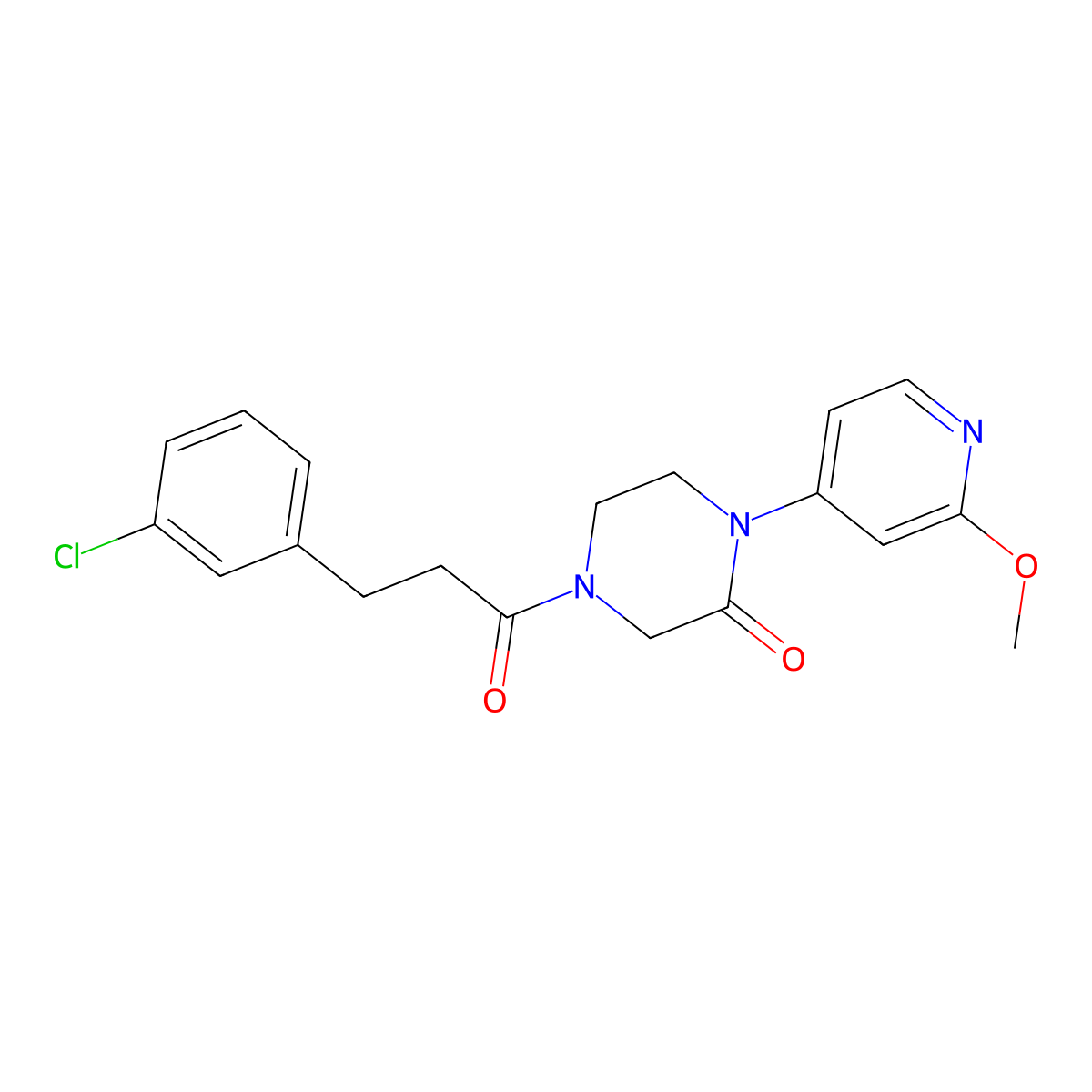 4-[3-(3-Chlorophenyl)propanoyl]-1-(2-methoxypyridin-4-yl)piperazin-2-one molecular structure, CAS 2380084-80-8
