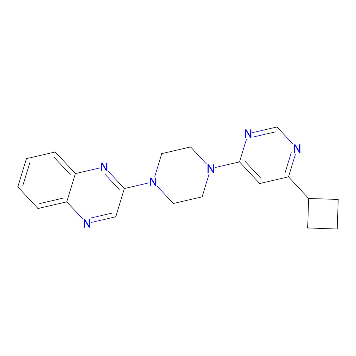 2-[4-(6-Cyclobutylpyrimidin-4-yl)piperazin-1-yl]quinoxaline molecular structure, CAS 2380084-82-0