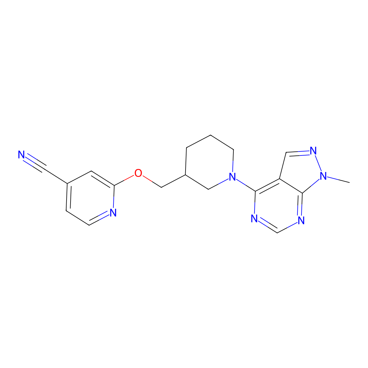 2-[(1-{1-methyl-1H-pyrazolo[3,4-d]pyrimidin-4-yl}piperidin-3-yl)methoxy]pyridine-4-carbonitrile molecular structure, CAS 2380084-94-4