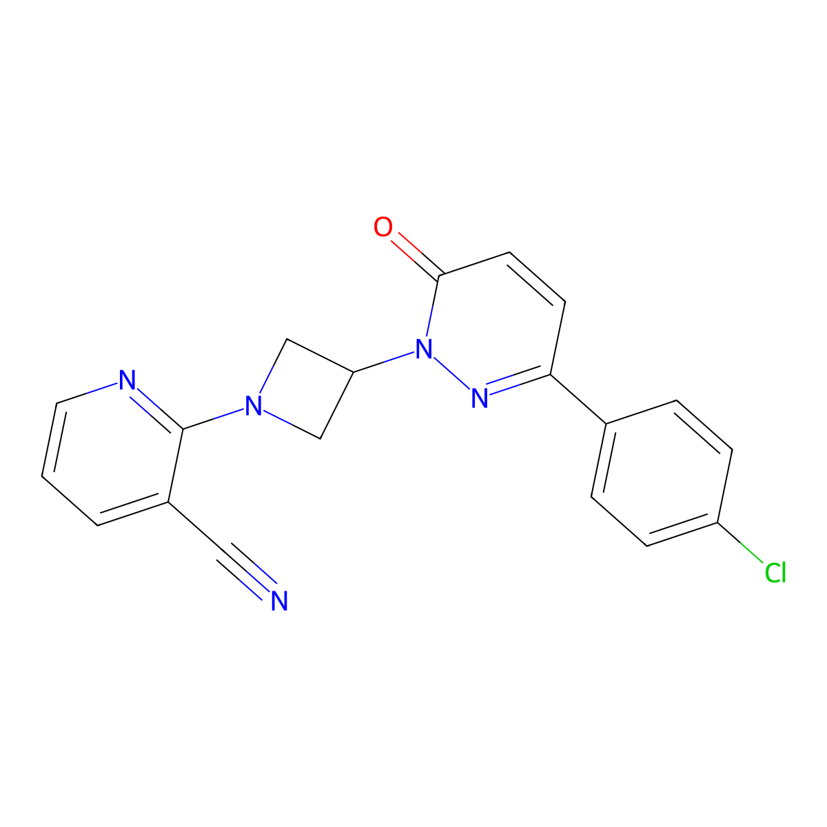 2-{3-[3-(4-Chlorophenyl)-6-oxo-1,6-dihydropyridazin-1-yl]azetidin-1-yl}pyridine-3-carbonitrile molecular structure, CAS 2380085-03-8