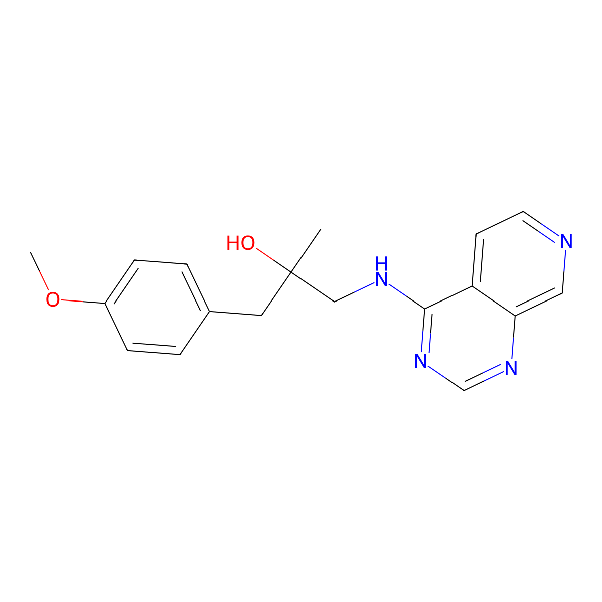 1-(4-Methoxyphenyl)-2-methyl-3-({pyrido[3,4-d]pyrimidin-4-yl}amino)propan-2-ol molecular structure, CAS 2380085-04-9